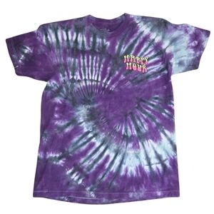 Purple Tie-Dye T-Shirt with Happy Hour Graphic